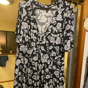 Black and white floral georgette dress